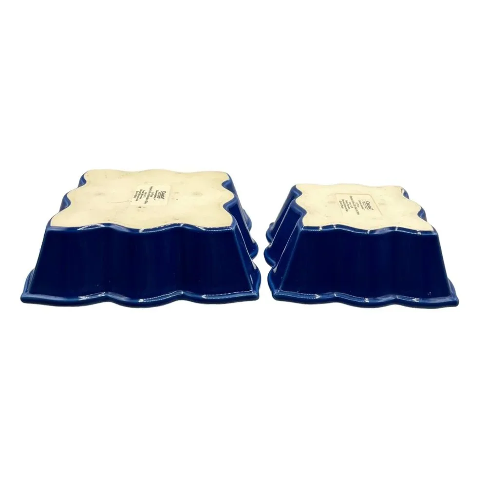 Chantal Talavera Square Baking Dish Collection Blue 2006 Pottery Scalloped Edge